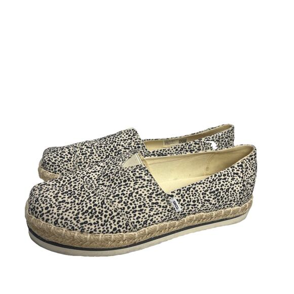 Toms Alpargata Platform Rope Natural Leopard Cheetah Print Shoes Womens Size 6 - Picture 1 of 8